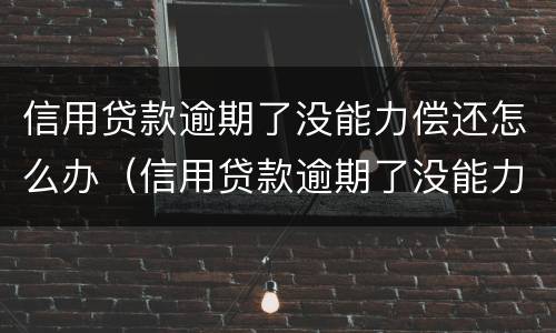 信用贷款逾期了没能力偿还怎么办（信用贷款逾期了没能力偿还怎么办会找到前妻吗）