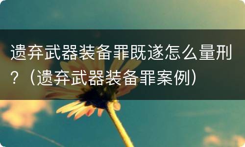 遗弃武器装备罪既遂怎么量刑?（遗弃武器装备罪案例）