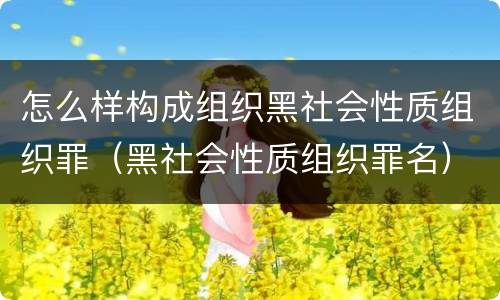 怎么样构成组织黑社会性质组织罪（黑社会性质组织罪名）