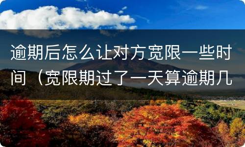 逾期后怎么让对方宽限一些时间（宽限期过了一天算逾期几天）