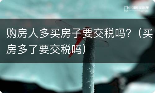 购房人多买房子要交税吗?（买房多了要交税吗）