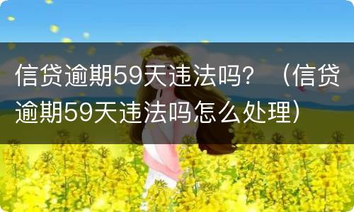 信贷逾期59天违法吗？（信贷逾期59天违法吗怎么处理）