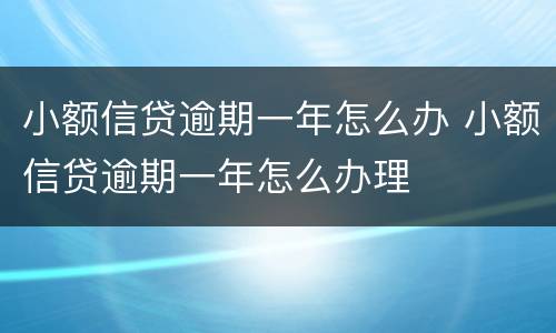 小额信贷逾期一年怎么办 小额信贷逾期一年怎么办理