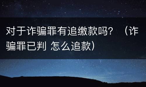 对于诈骗罪有追缴款吗？（诈骗罪已判 怎么追款）