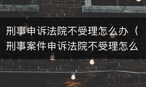 刑事申诉法院不受理怎么办（刑事案件申诉法院不受理怎么办）