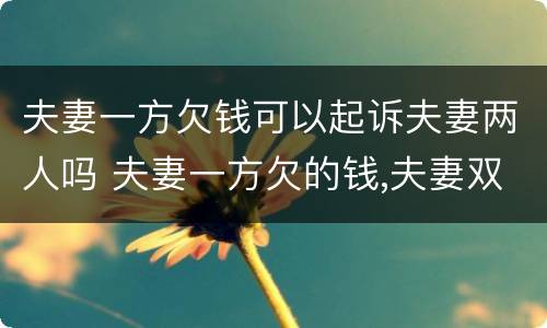 夫妻一方欠钱可以起诉夫妻两人吗 夫妻一方欠的钱,夫妻双方还吗
