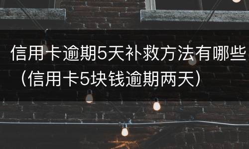 信用卡逾期5天补救方法有哪些（信用卡5块钱逾期两天）