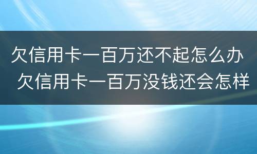 欠信用卡一百万还不起怎么办 欠信用卡一百万没钱还会怎样