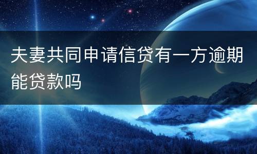 夫妻共同申请信贷有一方逾期能贷款吗