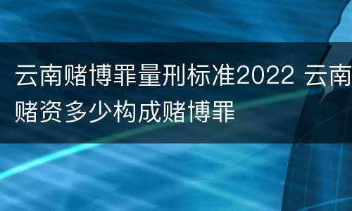 云南赌博罪量刑标准2022 云南赌资多少构成赌博罪