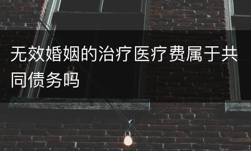 无效婚姻的治疗医疗费属于共同债务吗