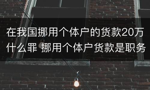在我国挪用个体户的货款20万什么罪 挪用个体户货款是职务侵占吗