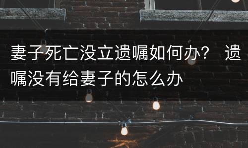 妻子死亡没立遗嘱如何办？ 遗嘱没有给妻子的怎么办