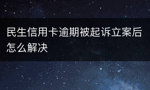 民生信用卡逾期被起诉立案后怎么解决