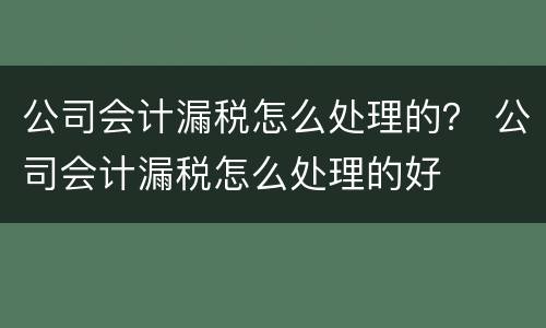 公司会计漏税怎么处理的？ 公司会计漏税怎么处理的好