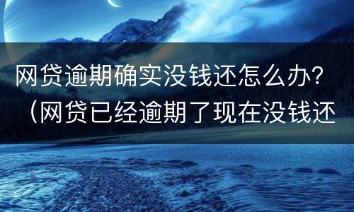 网贷逾期确实没钱还怎么办？（网贷已经逾期了现在没钱还后面可以还吗）
