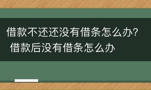 借款不还还没有借条怎么办？ 借款后没有借条怎么办