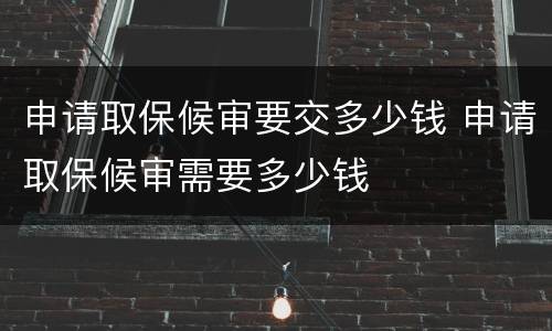 申请取保候审要交多少钱 申请取保候审需要多少钱