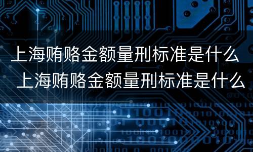 上海贿赂金额量刑标准是什么 上海贿赂金额量刑标准是什么