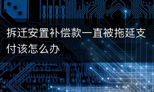 拆迁安置补偿款一直被拖延支付该怎么办