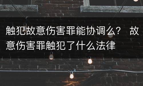 触犯故意伤害罪能协调么？ 故意伤害罪触犯了什么法律