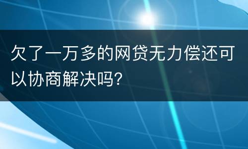 欠了一万多的网贷无力偿还可以协商解决吗？