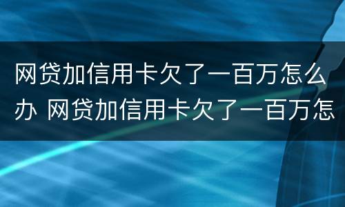 网贷加信用卡欠了一百万怎么办 网贷加信用卡欠了一百万怎么办啊