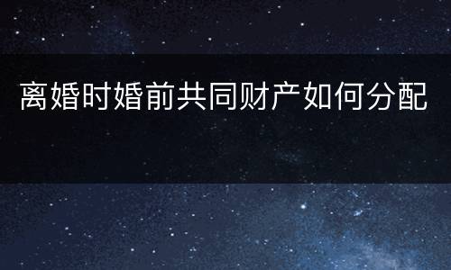离婚时婚前共同财产如何分配