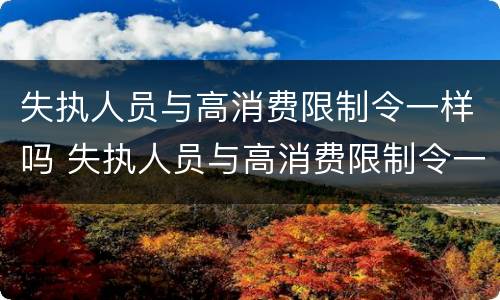 失执人员与高消费限制令一样吗 失执人员与高消费限制令一样吗为什么