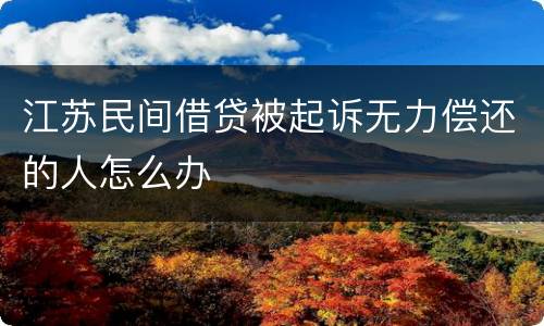 江苏民间借贷被起诉无力偿还的人怎么办