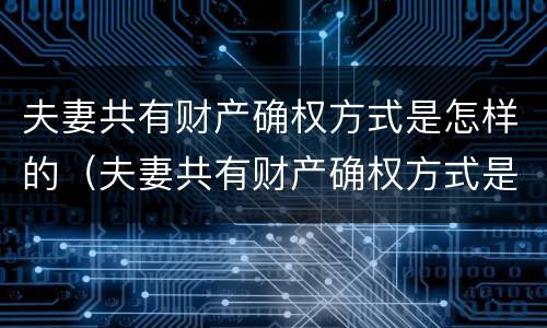 夫妻共有财产确权方式是怎样的（夫妻共有财产确权方式是怎样的法律）