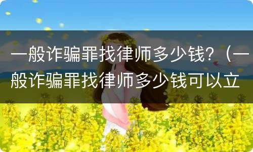 一般诈骗罪找律师多少钱?（一般诈骗罪找律师多少钱可以立案）