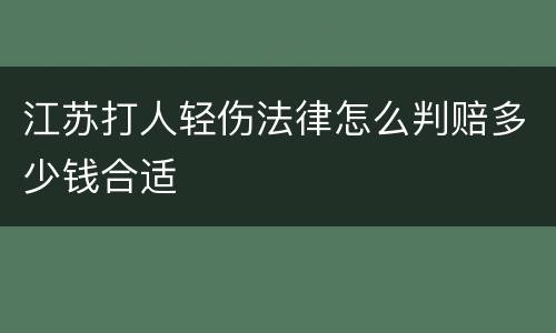 江苏打人轻伤法律怎么判赔多少钱合适