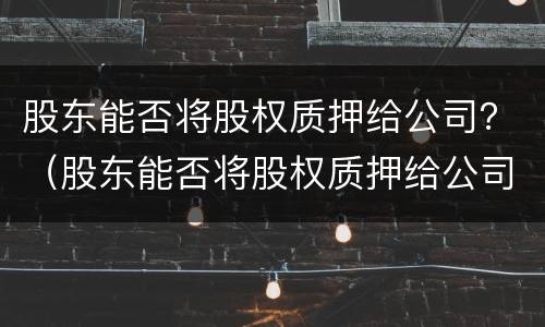 股东能否将股权质押给公司？（股东能否将股权质押给公司股东）
