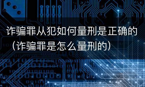 诈骗罪从犯如何量刑是正确的（诈骗罪是怎么量刑的）