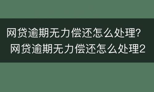 网贷逾期无力偿还怎么处理？ 网贷逾期无力偿还怎么处理20