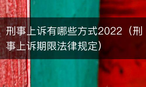 刑事上诉有哪些方式2022（刑事上诉期限法律规定）