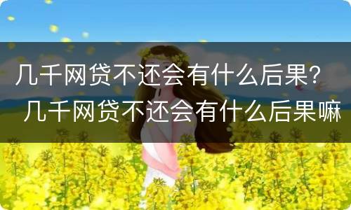 几千网贷不还会有什么后果？ 几千网贷不还会有什么后果嘛