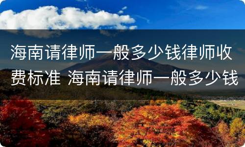 海南请律师一般多少钱律师收费标准 海南请律师一般多少钱律师收费标准呢