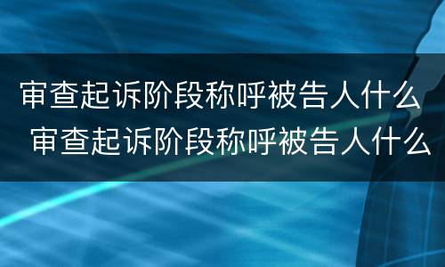 审查起诉阶段称呼被告人什么 审查起诉阶段称呼被告人什么意思