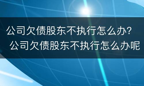 公司欠债股东不执行怎么办？ 公司欠债股东不执行怎么办呢