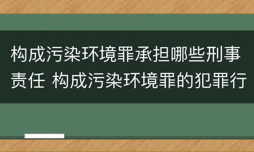 构成污染环境罪承担哪些刑事责任 构成污染环境罪的犯罪行为