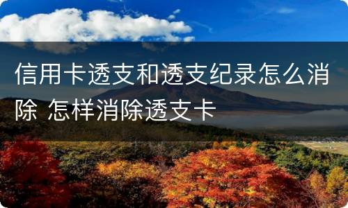 信用卡透支和透支纪录怎么消除 怎样消除透支卡