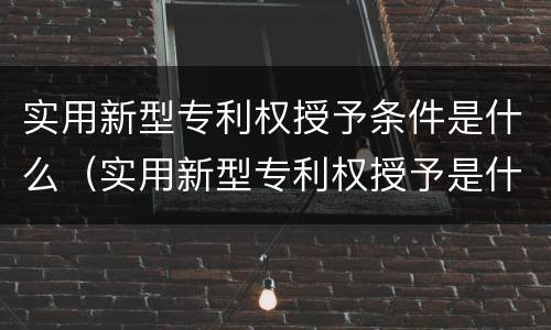 实用新型专利权授予条件是什么（实用新型专利权授予是什么意思）