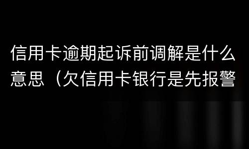 信用卡逾期起诉前调解是什么意思（欠信用卡银行是先报警还是先起诉）