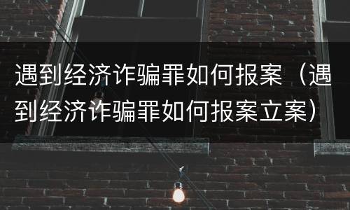 遇到经济诈骗罪如何报案（遇到经济诈骗罪如何报案立案）