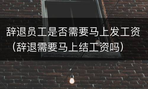 辞退员工是否需要马上发工资（辞退需要马上结工资吗）