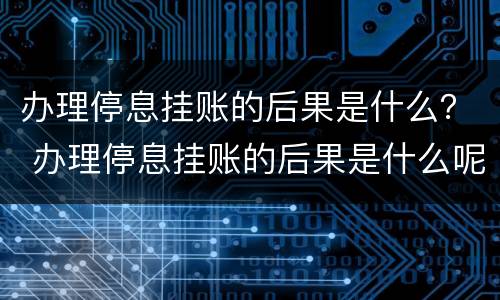 办理停息挂账的后果是什么？ 办理停息挂账的后果是什么呢
