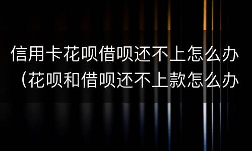 信用卡花呗借呗还不上怎么办（花呗和借呗还不上款怎么办）