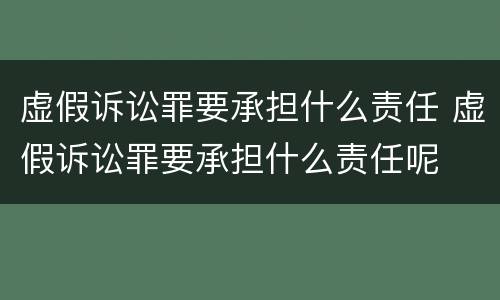 虚假诉讼罪要承担什么责任 虚假诉讼罪要承担什么责任呢